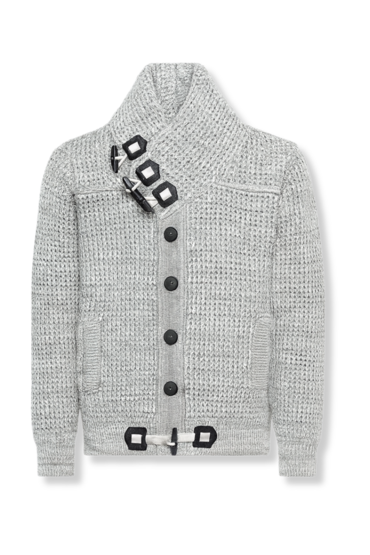 Duval Cable Knit Button-Up Sweater
