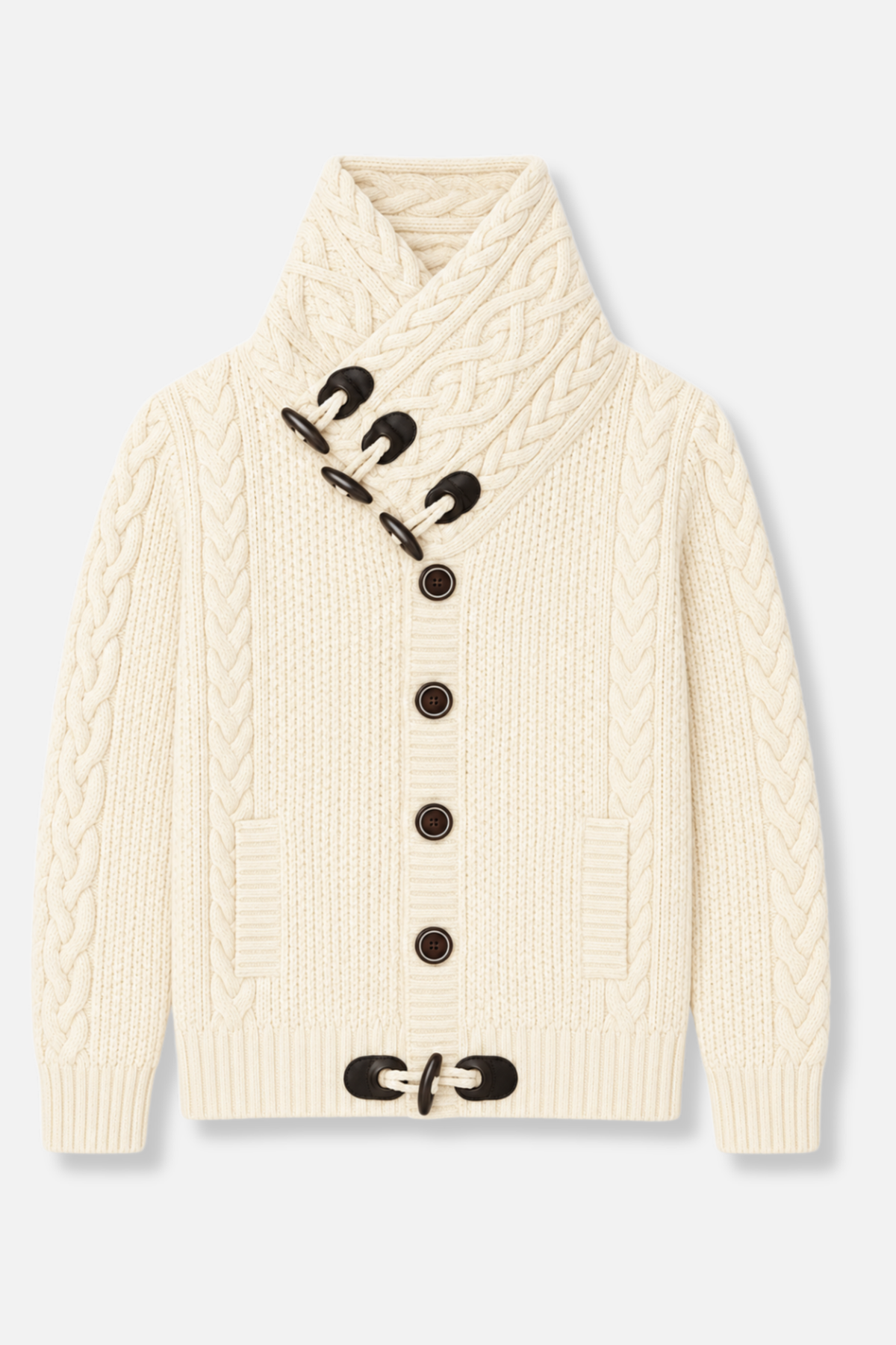 Duskin Cable Knit Button-Up Sweater