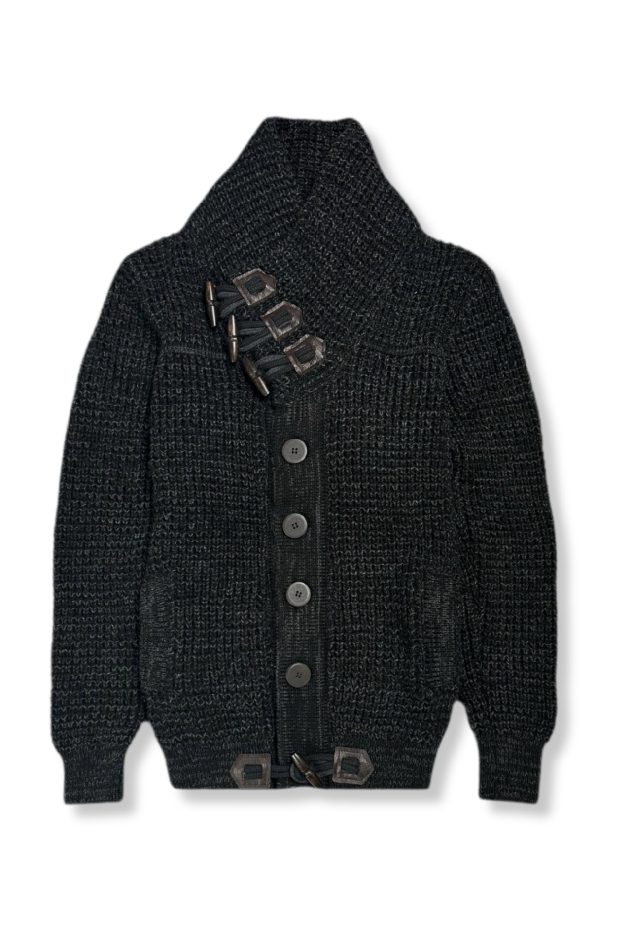 Duval Cable Knit Button-Up Sweater