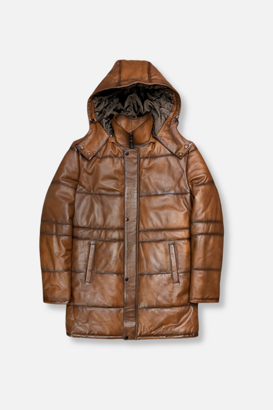 Durango Long Puffer Leather Jacket