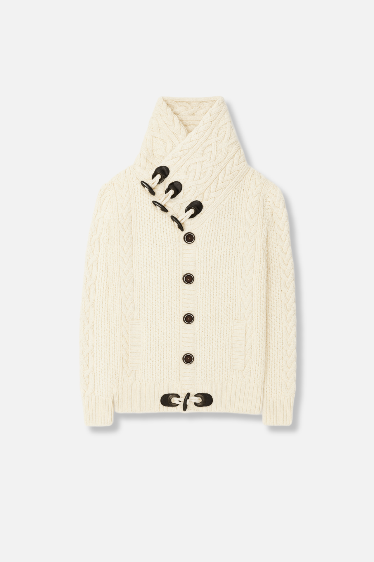 Duskin Cable Knit Button-Up Sweater