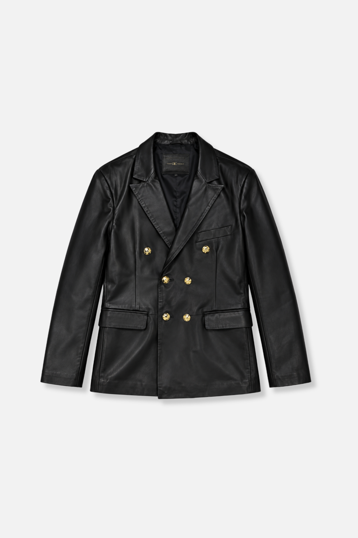 Dunning Double Breasted Leather Blazer