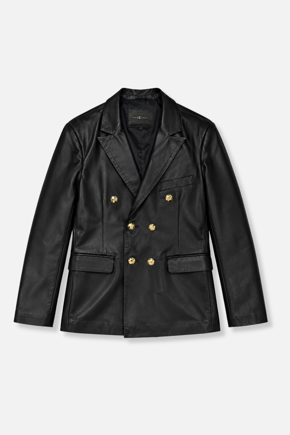 Dunning Double Breasted Leather Blazer
