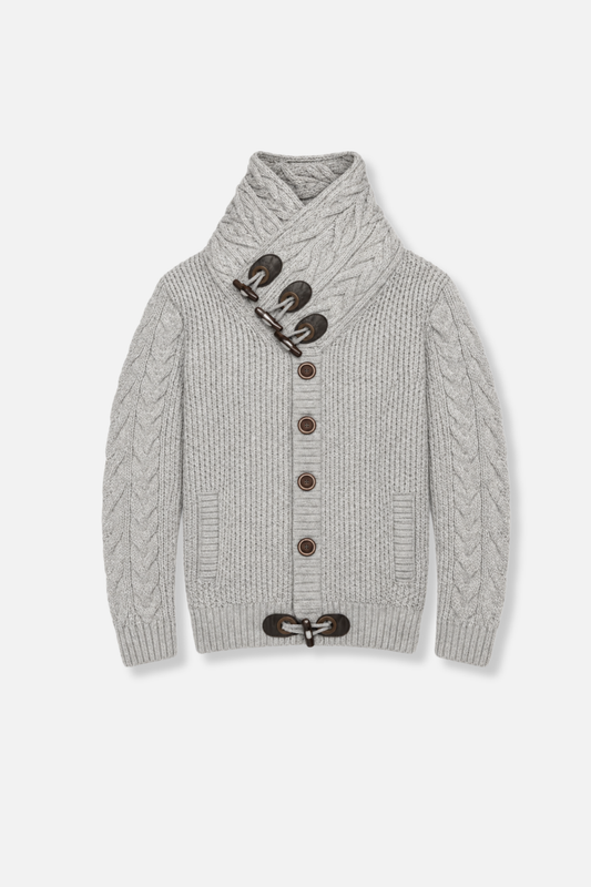 Duskin Cable Knit Button-Up Sweater