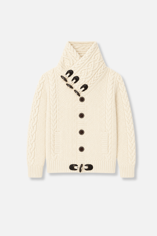 Duskin Cable Knit Button-Up Sweater