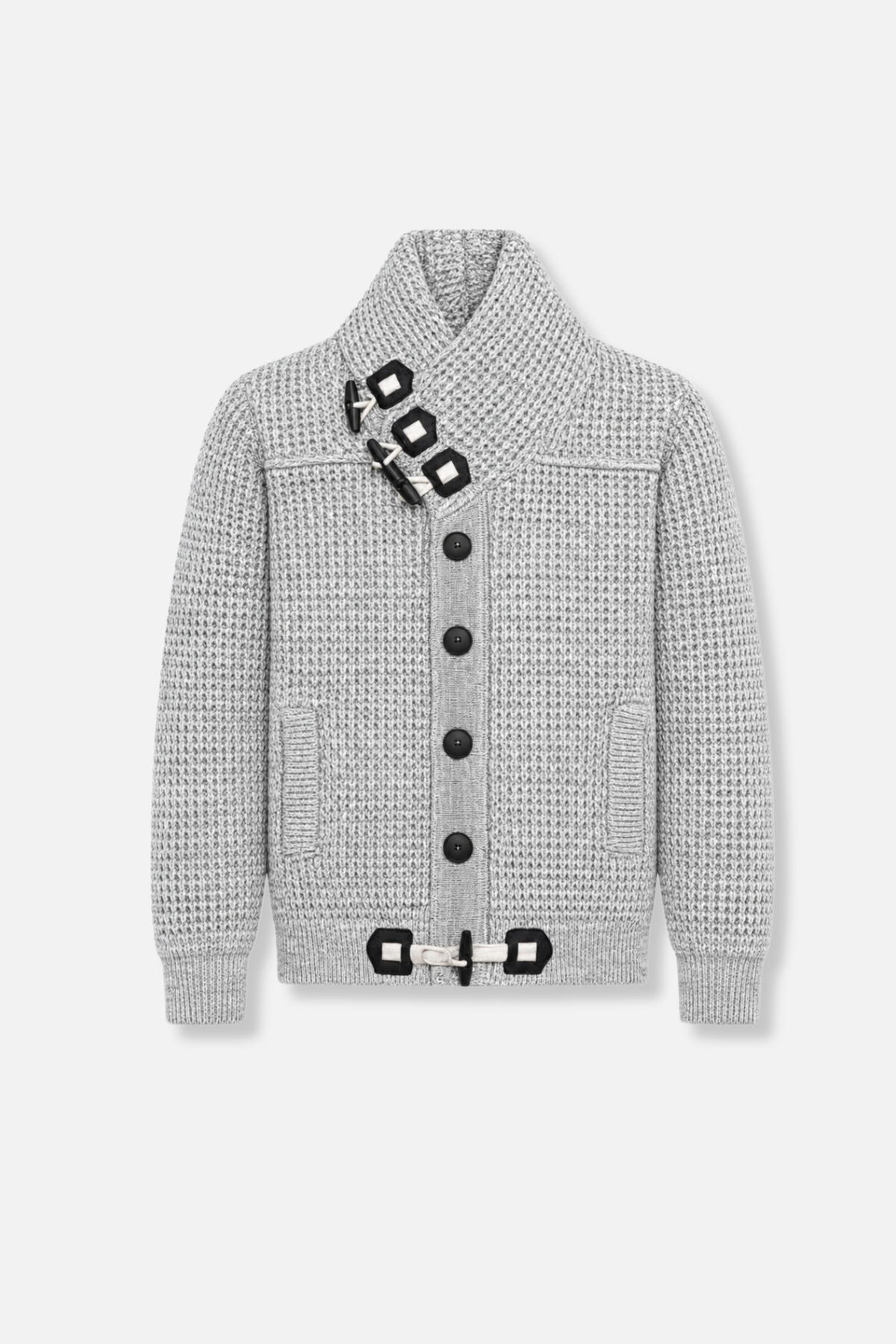 Duval Cable Knit Button-Up Sweater