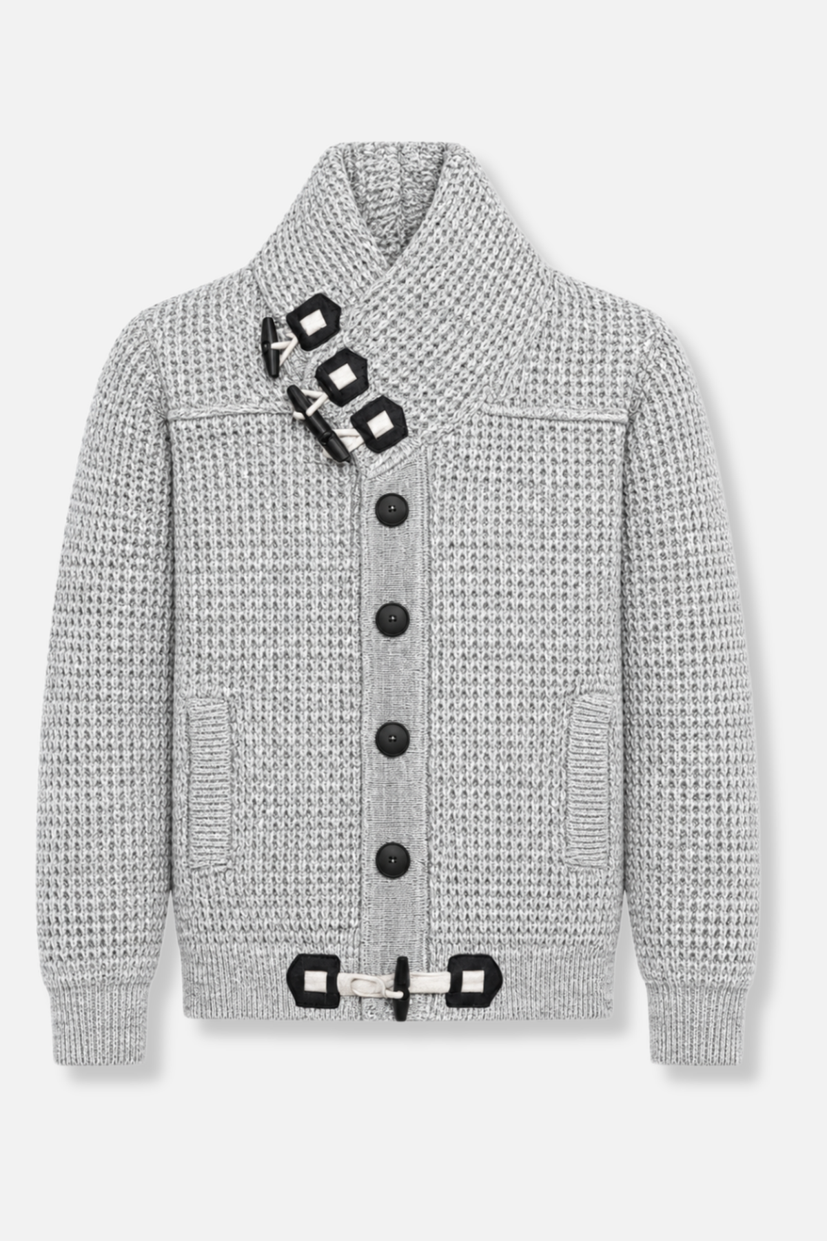 Duval Cable Knit Button-Up Sweater
