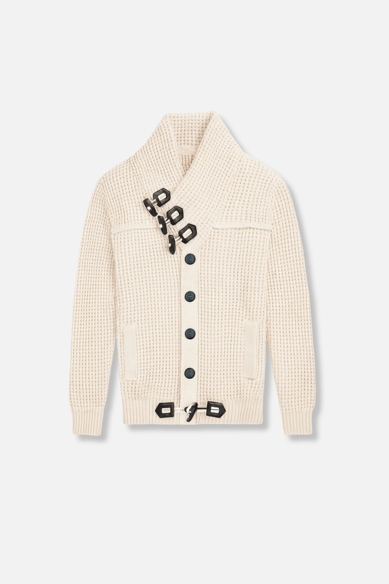Duval Cable Knit Button-Up Sweater
