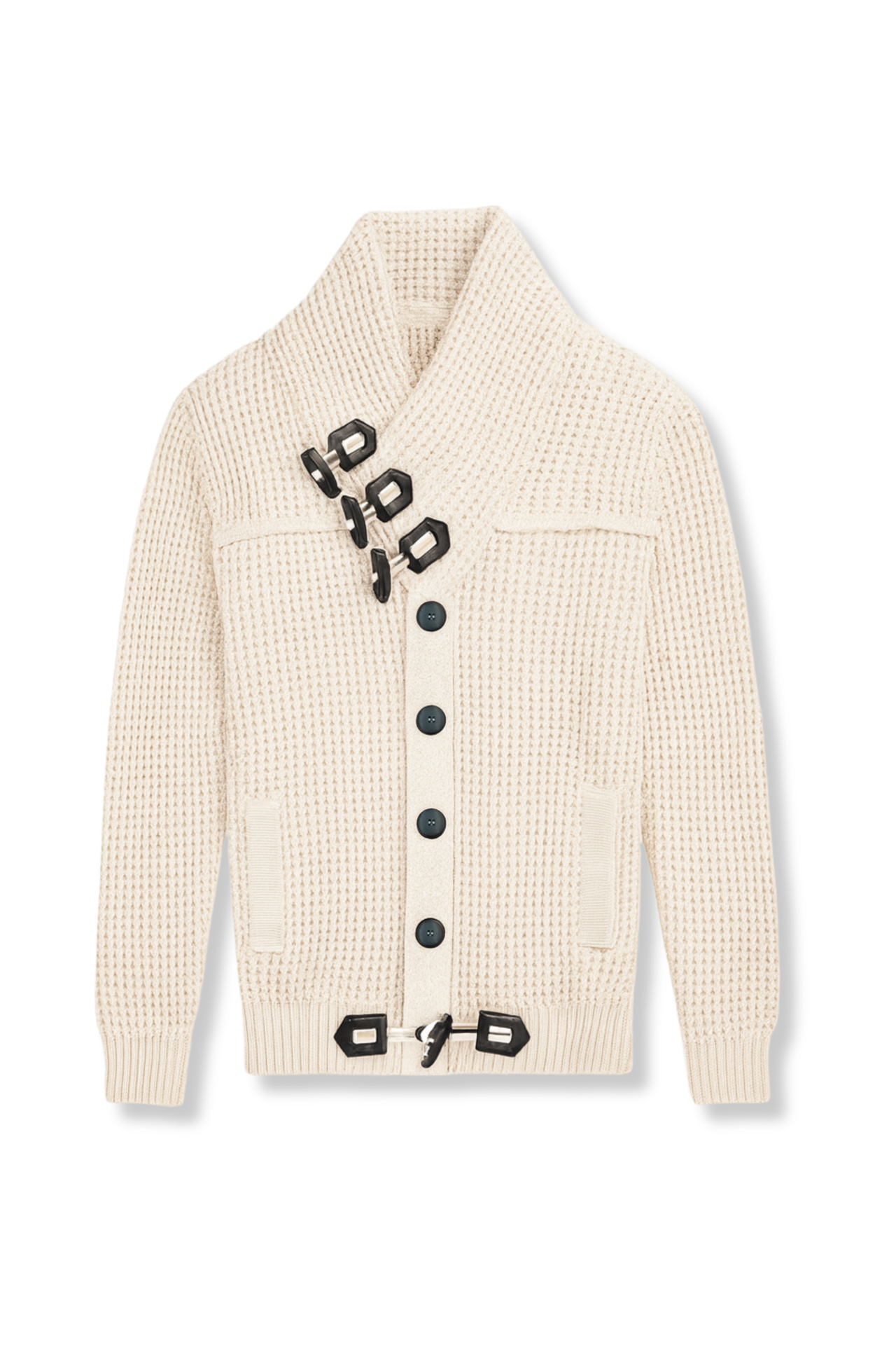 Duval Cable Knit Button-Up Sweater