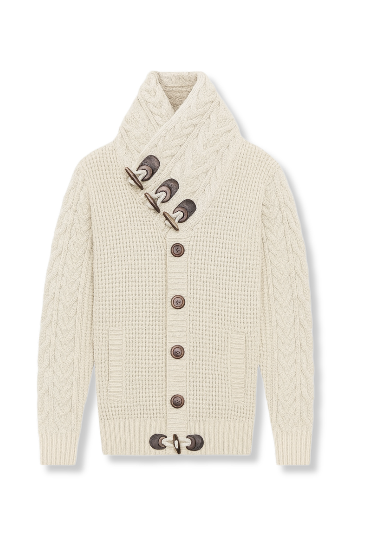 Duskin Cable Knit Button-Up Sweater
