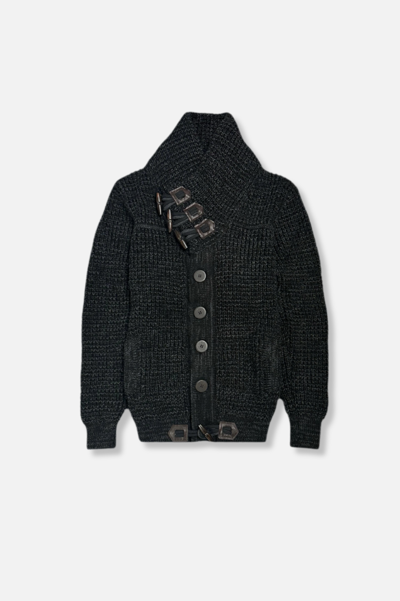 Duval Cable Knit Button-Up Sweater